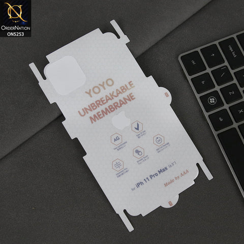 iPhone 11 Pro Max Sheet - Transparent - YOYO Unbreakable Membrane Shiny Film Back Protector Sheet