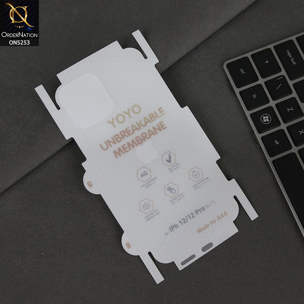 iPhone 12 Pro Sheet - Transparent - YOYO Unbreakable Membrane Shiny Film Back Protector Sheet