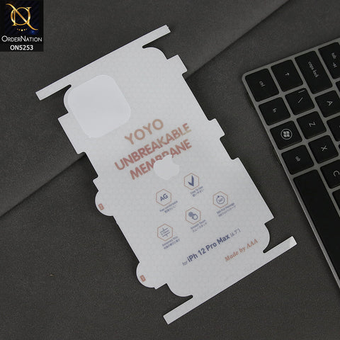 iPhone 12 Pro Max Sheet - Transparent - YOYO Unbreakable Membrane Shiny Film Back Protector Sheet
