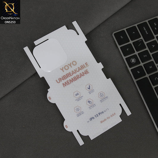 iPhone 13 Pro Sheet - Transparent - YOYO Unbreakable Membrane Shiny Film Back Protector Sheet