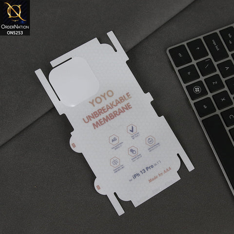 iPhone 13 Pro Sheet - Transparent - YOYO Unbreakable Membrane Shiny Film Back Protector Sheet