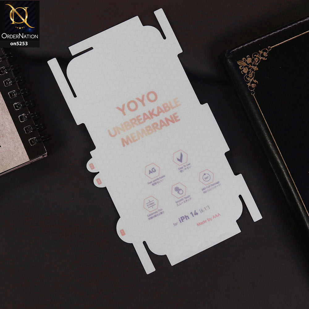 iPhone 14 Sheet - Transparent - YOYO Unbreakable Membrane Shiny Film Back Protector Sheet