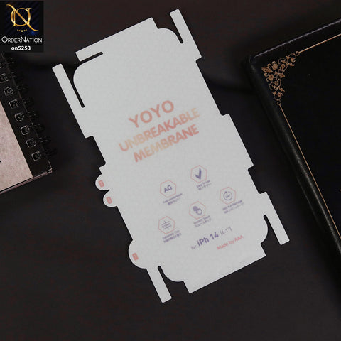iPhone 14 Sheet - Transparent - YOYO Unbreakable Membrane Shiny Film Back Protector Sheet