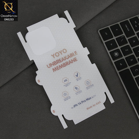iPhone 14 Pro Max Sheet - Transparent - YOYO Unbreakable Membrane Shiny Film Back Protector Sheet