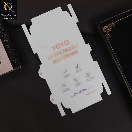 iPhone 14 Pro Sheet - Transparent - YOYO Unbreakable Membrane Shiny Film Back Protector Sheet