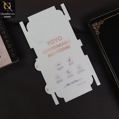 iPhone 14 Pro Sheet - Transparent - YOYO Unbreakable Membrane Shiny Film Back Protector Sheet