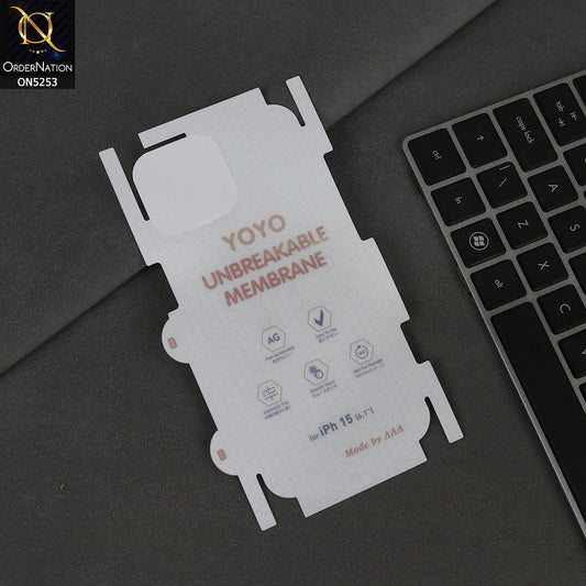 iPhone 15 Sheet - Transparent - YOYO Unbreakable Membrane Shiny Film Back Protector Sheet