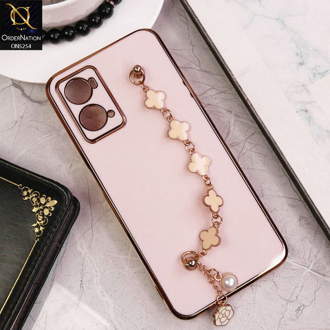 Oppo A36 Cover - Pink - New Gloss Shiny Soft Protective Case With Chain Holder