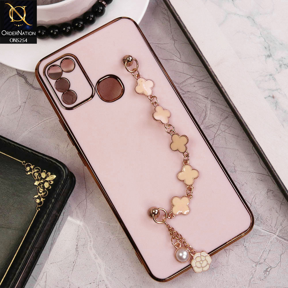 Infinix Hot 10 Play Cover - Pink - New Gloss Shiny Soft Protective Case With Chain Holder