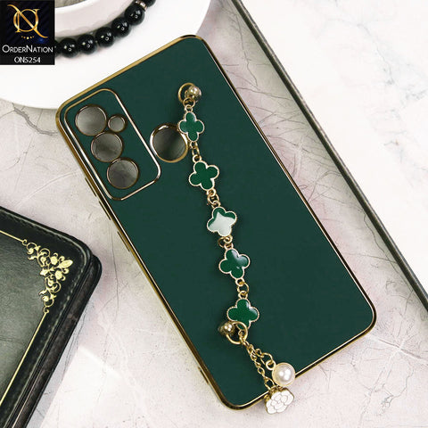 Tecno Pop 5 LTE Cover - Dark Green - New Gloss Shiny Soft Protective Case With Chain Holder