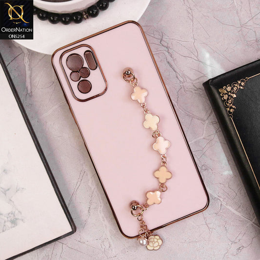 Xiaomi Redmi Note 10 4G Cover - Pink - New Gloss Shiny Soft Protective Case With Chain Holder
