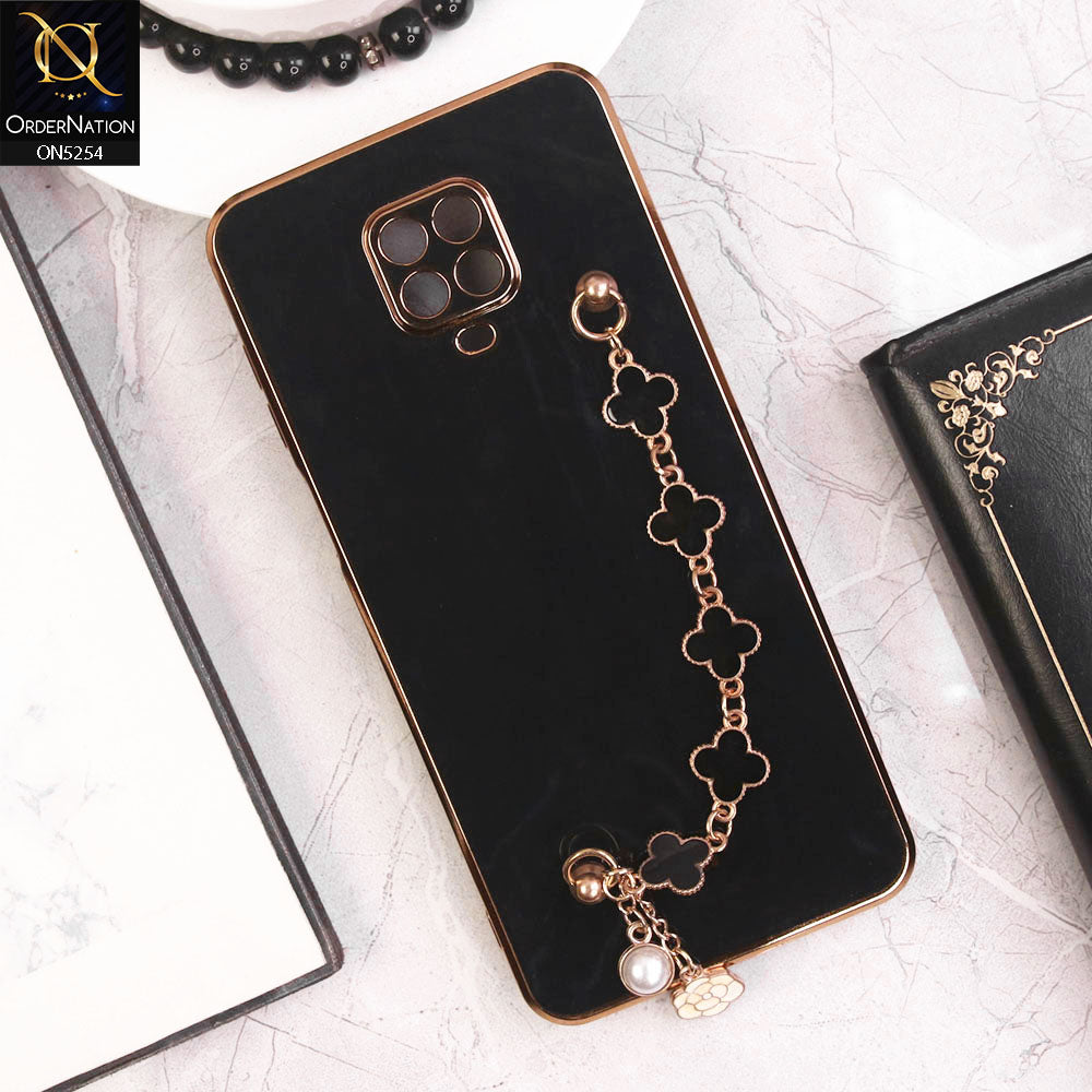 Xiaomi Redmi Note 9 Pro Cover - Black - New Gloss Shiny Soft Protective Case With Chain Holder