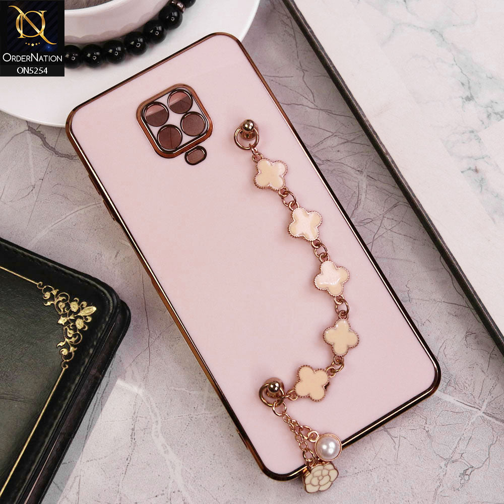 Xiaomi Redmi Note 9 Pro Cover - Pink - New Gloss Shiny Soft Protective Case With Chain Holder