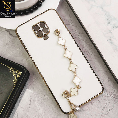 Xiaomi Poco M2 Pro Cover - White - New Gloss Shiny Soft Protective Case With Chain Holder