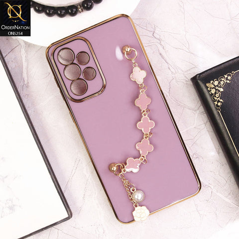 Samsung Galaxy A33 5G Cover - Lilac - New Gloss Shiny Soft Protective Case With Chain Holder