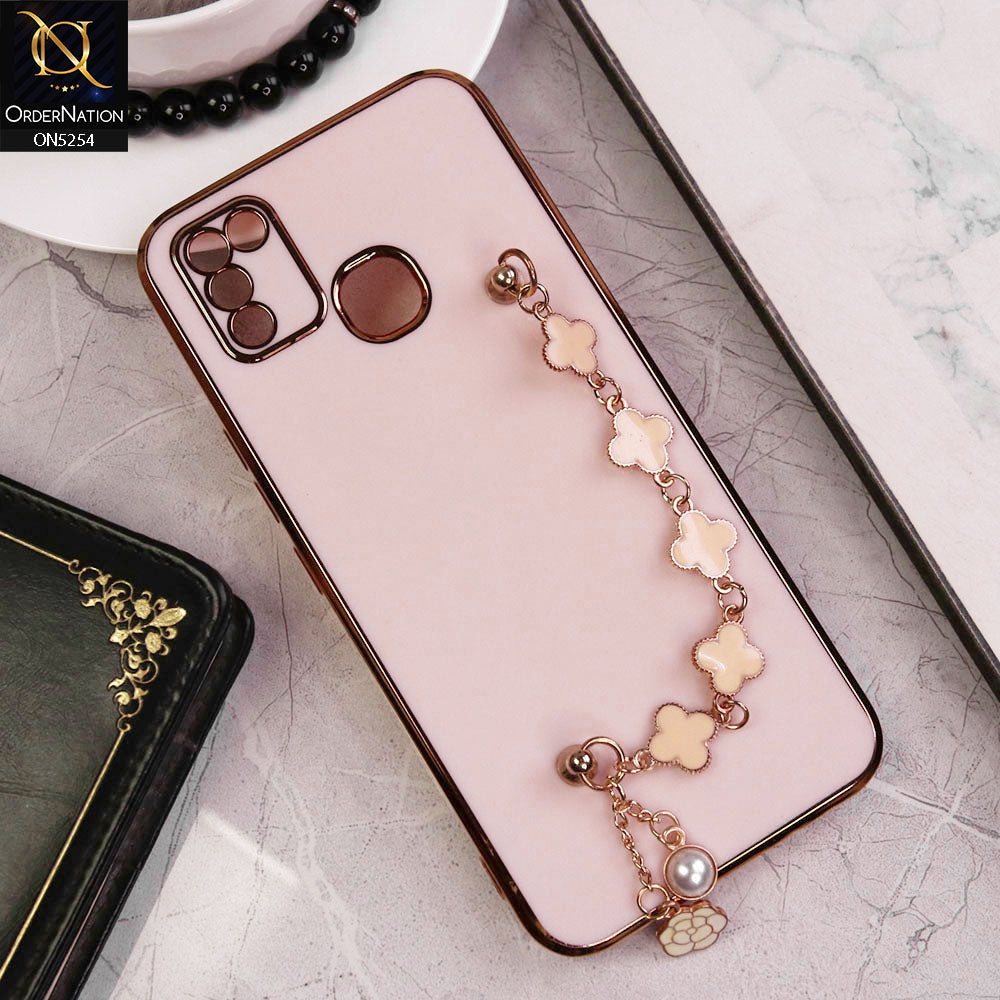 Infinix Smart 5 Cover - Pink - New Gloss Shiny Soft Protective Case With Chain Holder