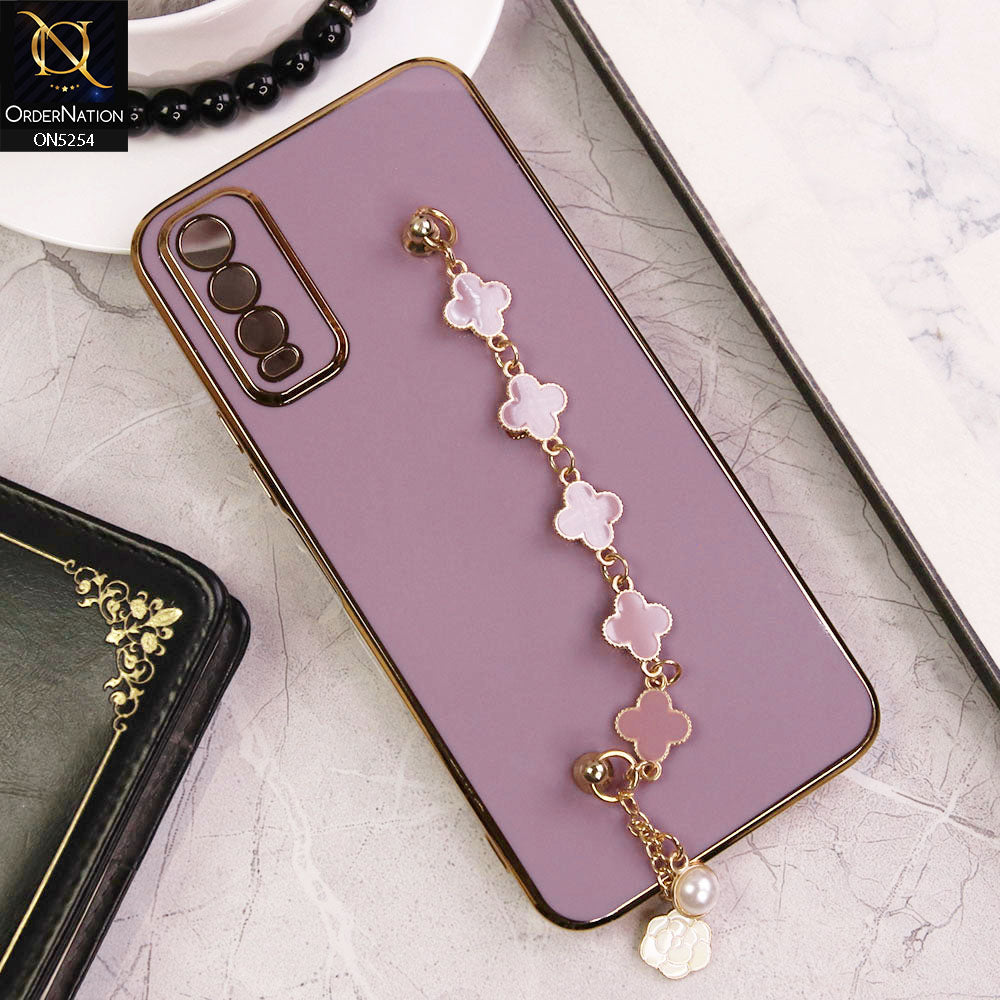 Vivo Y20a Cover - Lilac - New Gloss Shiny Soft Protective Case With Chain Holder