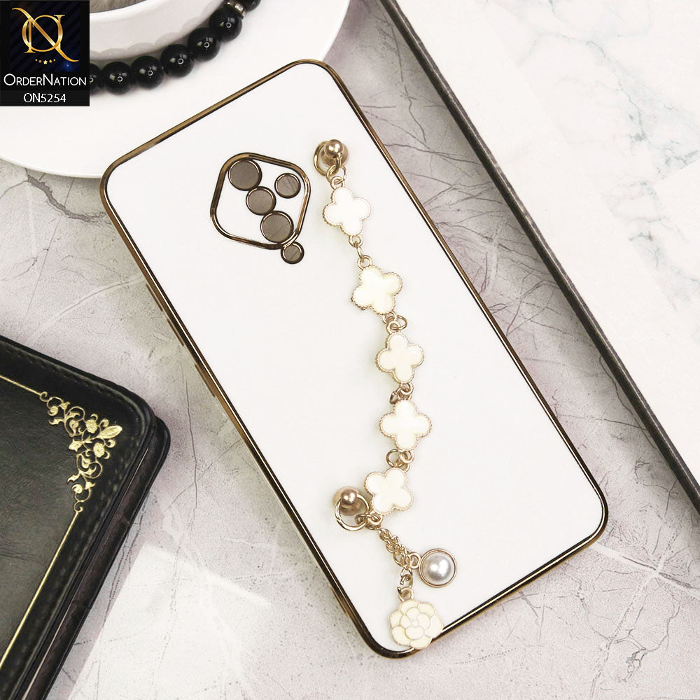 Vivo Y51 (2020 September) Cover - White - New Gloss Shiny Soft Protective Case With Chain Holder
