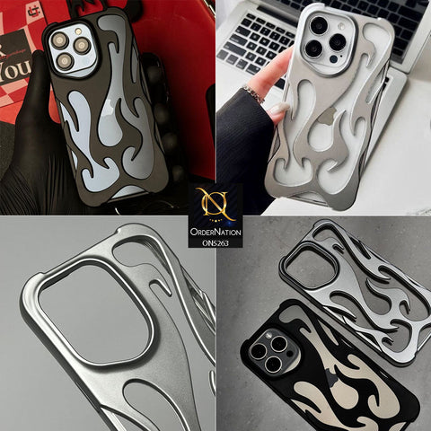 iPhone 16 Cover - Silver - Matte Color 3D Flame Series Flexible Soft Case