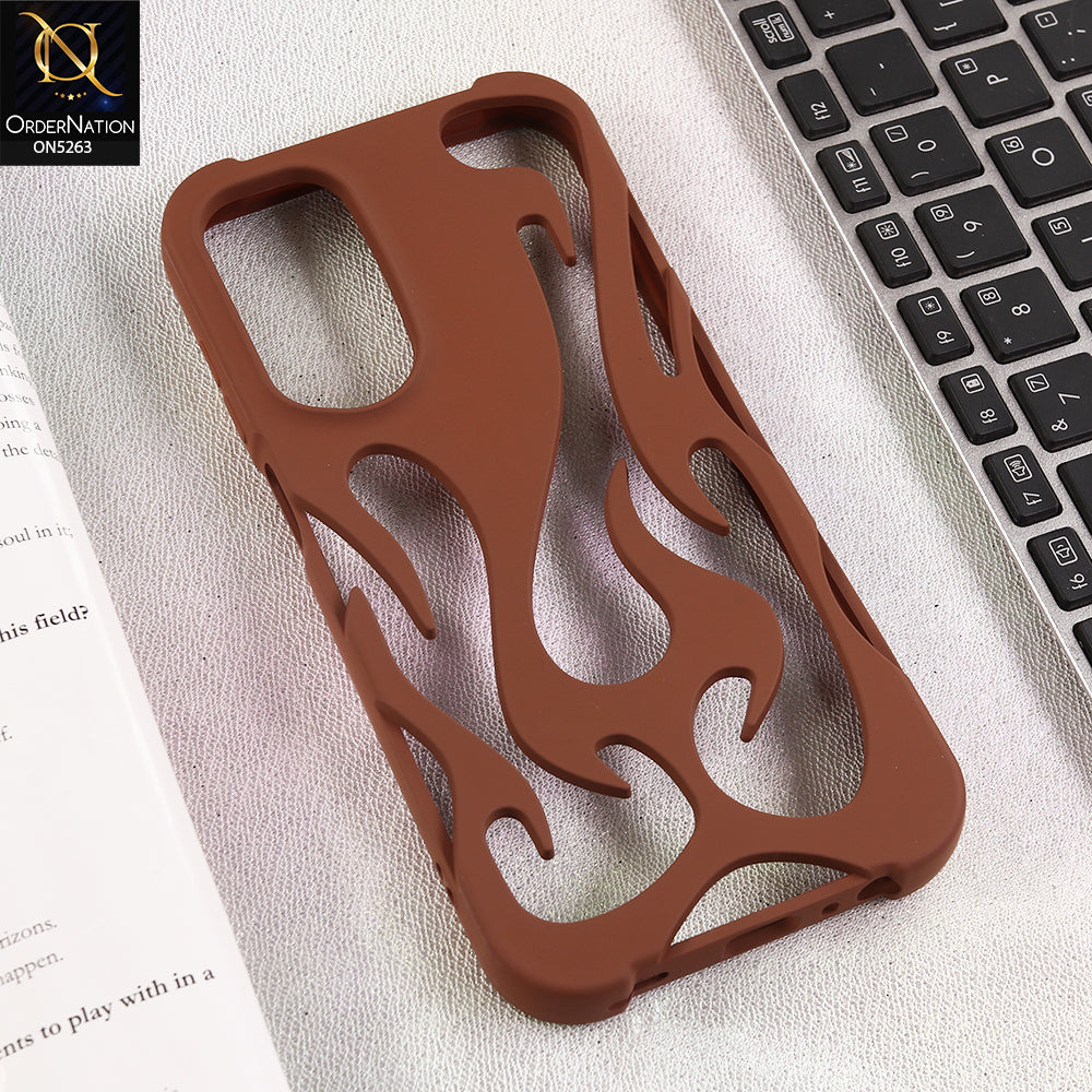 Samsung Galaxy A15 4G Cover - Brown - Matte Color 3D Flame Series Flexible Soft Case