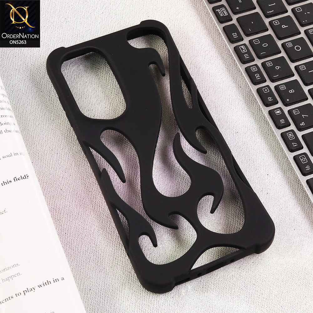 Samsung Galaxy A36 Cover - Black - Matte Color 3D Flame Series Flexible Soft Case
