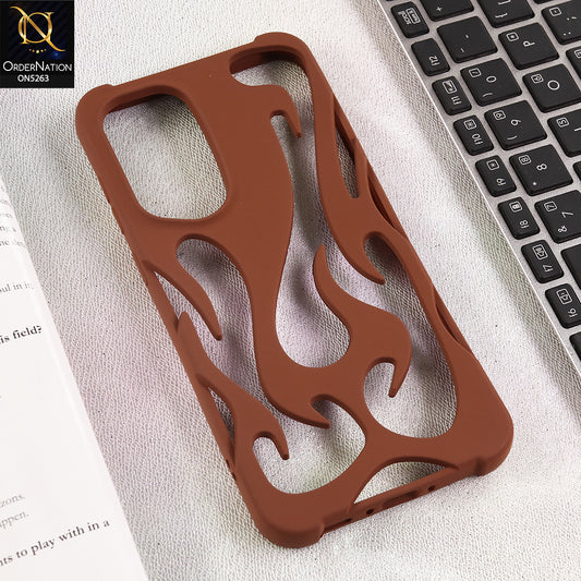 Samsung Galaxy A36 Cover - Brown - Matte Color 3D Flame Series Flexible Soft Case
