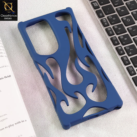 Samsung Galaxy S22 Ultra Cover - Blue - Matte Color 3D Flame Series Flexible Soft Case