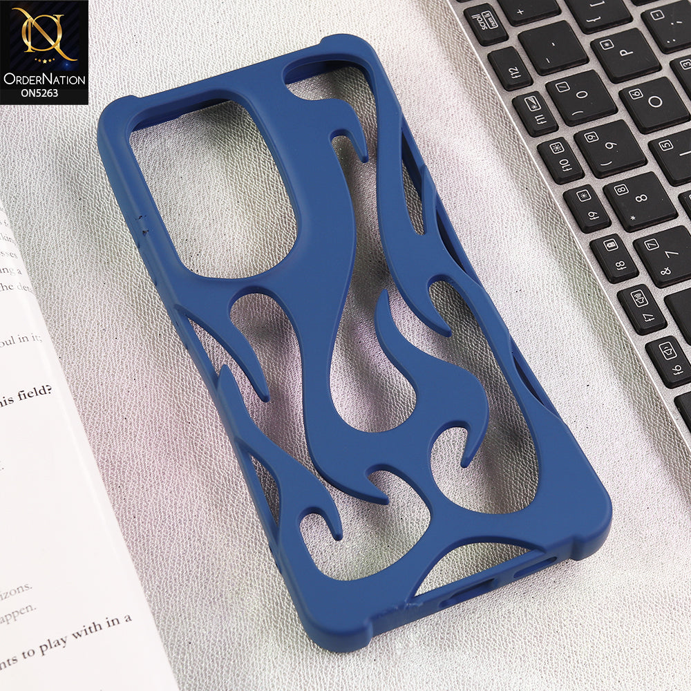 Samsung Galaxy S25 Ultra Cover - Blue - Matte Color 3D Flame Series Flexible Soft Case