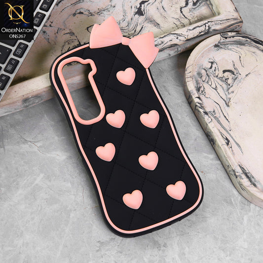 Infinix Hot 60i Cover - Design1 -  3D Pink Heart with Bow-Knot Design Soft Protective Case