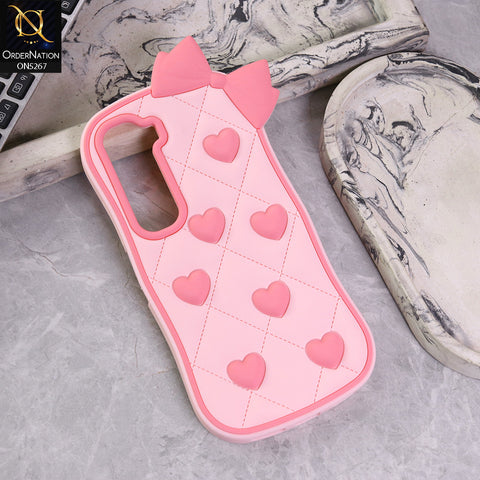 Infinix Hot 60i Cover - Design2 -  3D Pink Heart with Bow-Knot Design Soft Protective Case