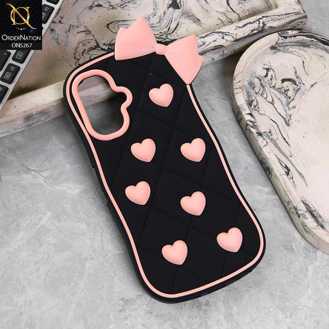 Infinix Smart 10 Cover - Design1 -  3D Pink Heart with Bow-Knot Design Soft Protective Case
