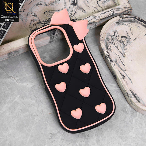 Tecno Spark 20 Cover - Design1 -  3D Pink Heart with Bow-Knot Design Soft Protective Case