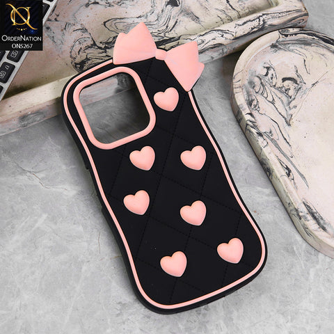 Infinix Smart 9 Cover - Design1 -  3D Pink Heart with Bow-Knot Design Soft Protective Case
