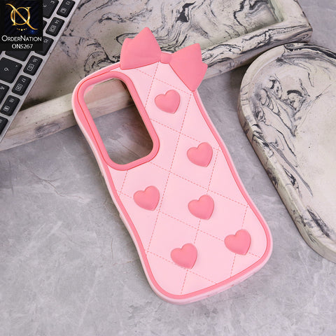 Vivo Y29 5G Cover - Design2 -  3D Pink Heart with Bow-Knot Design Soft Protective Case