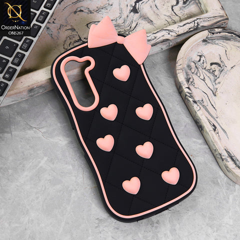 Vivo Y19 Cover - Design1 -  3D Pink Heart with Bow-Knot Design Soft Protective Case