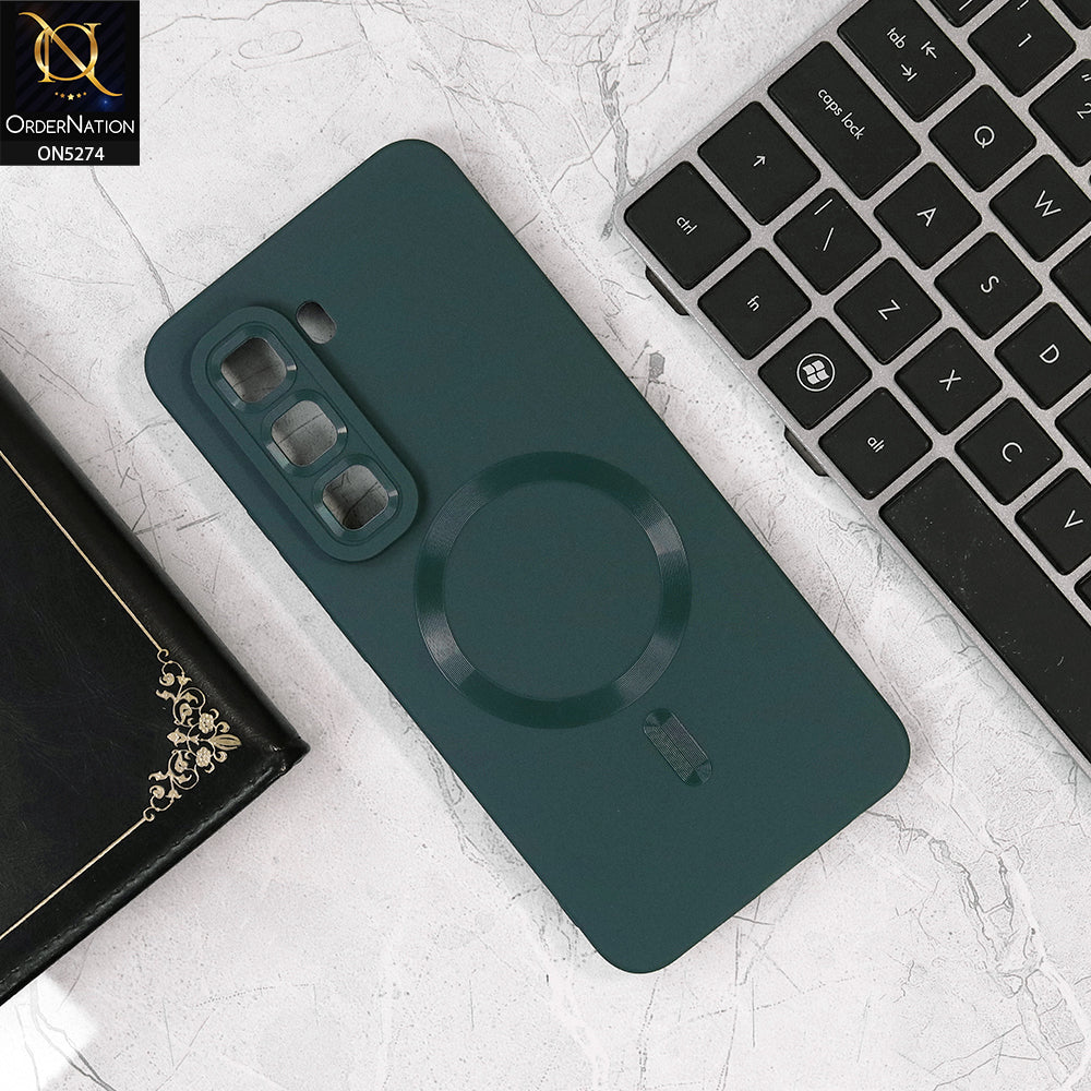 Infinix Hot 50 Pro Cover - Dark Green - Soft Silicne Magsafe Design Camera Protection Case