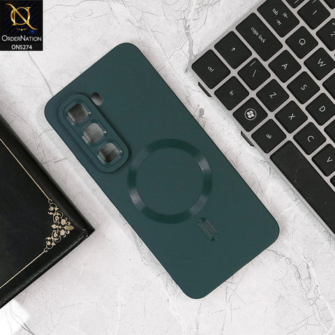 Infinix Hot 50 Pro Cover - Dark Green - Soft Silicne Magsafe Design Camera Protection Case