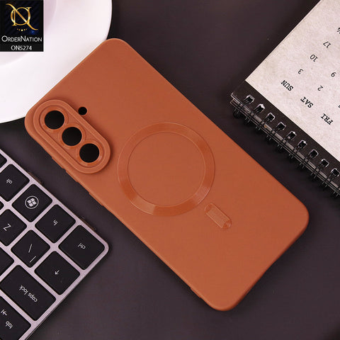 Samsung Galaxy A36 Cover - Brown - Soft Silicne Magsafe Design Camera Protection Case