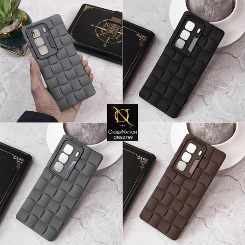 Infinix Hot 50 Pro Plus Cover - Gray - Parquet Square Silicone Case With Camera Protection