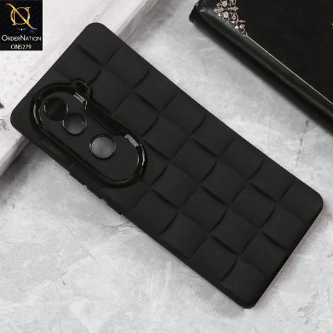 Vivo V40e - Black -  Parquet Square Silicone Case With Camera Protection Cover