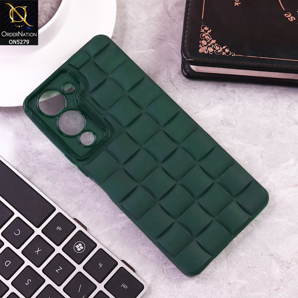 Vivo Y04 Cover - Green - Parquet Square Silicone Case With Camera Protection