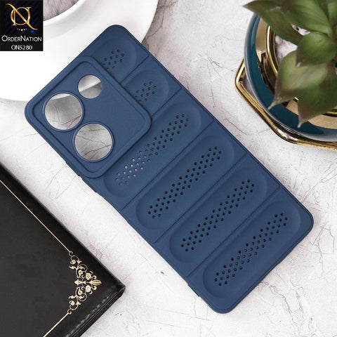 Tecno Camon 20 Pro Cover - Blue - Trendy Breathable Mesh Grid Net Soft Case With Camera Protection