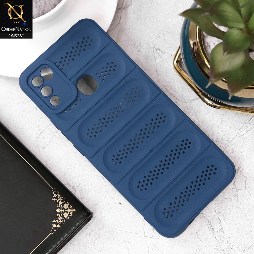 Infinix Hot 9 Play Cover - Blue - Trendy Breathable Mesh Grid Net Soft Case With Camera Protection