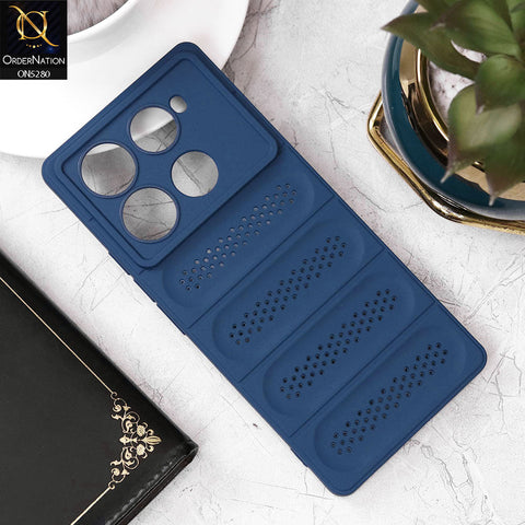 Infinix Note 40 Pro Cover - Blue - Trendy Breathable Mesh Grid Net Soft Case With Camera Protection