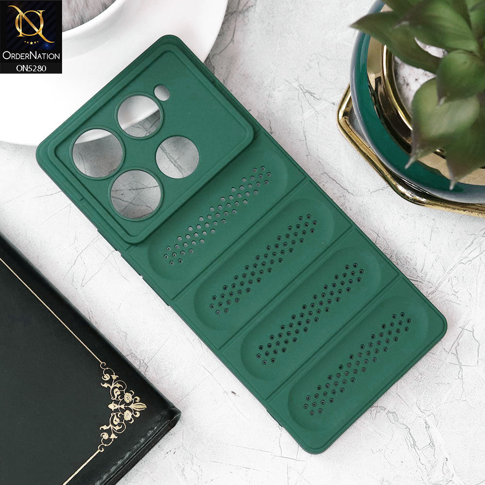 Infinix Note 40 Pro Cover - Green - Trendy Breathable Mesh Grid Net Soft Case With Camera Protection
