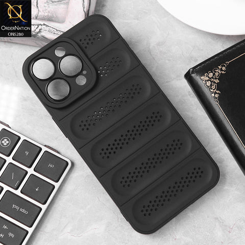 iPhone 15 Pro Max Cover - Black - Trendy Breathable Mesh Grid Net Soft Case With Camera Protection