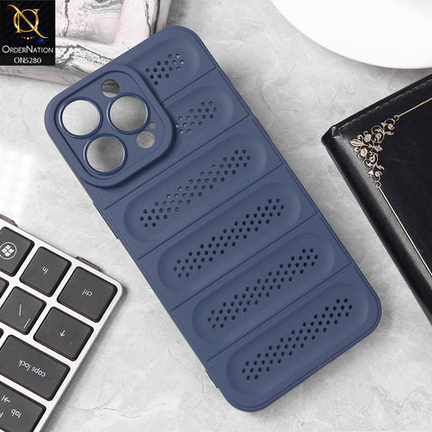 iPhone 15 Pro Max Cover - Blue -Trendy Breathable Mesh Grid Net Soft Case With Camera Protection