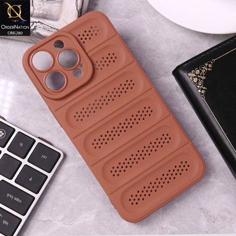 iPhone 15 Pro Max Cover - Brown -Trendy Breathable Mesh Grid Net Soft Case With Camera Protection