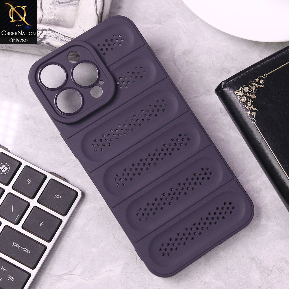 iPhone 16 Pro Max Cover - Purple -Trendy Breathable Mesh Grid Net Soft Case With Camera Protection