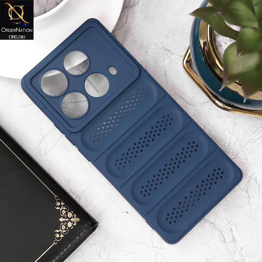 Infinix Note 40 Cover - Blue - Trendy Breathable Mesh Grid Net Soft Case With Camera Protection